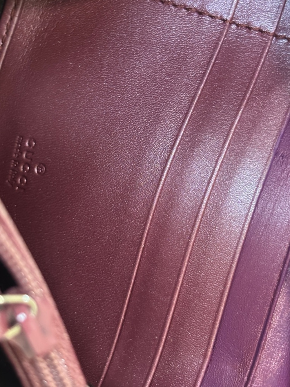 Gucci GG Canvas Wallet purple and tan Trim Heart Charm Continental” - Picture 11 of 13
